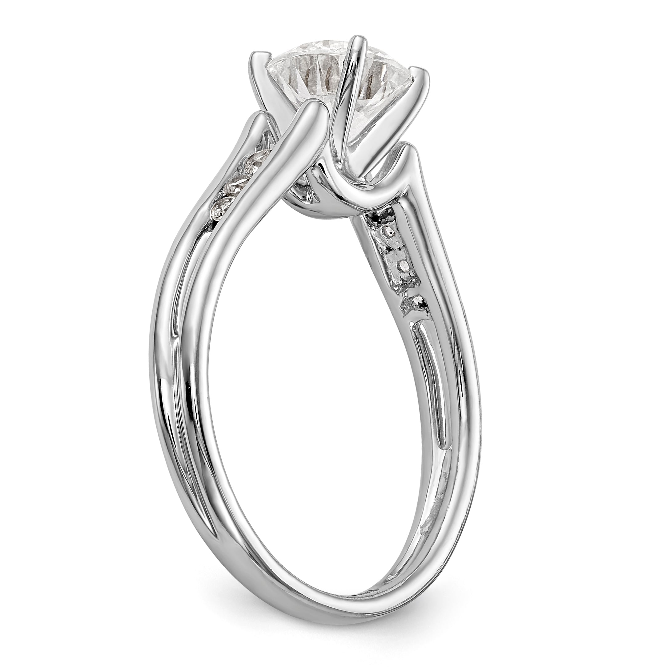 14K White Gold Diamond Peg Set CZ Engagement Ring