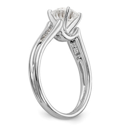 14K White Gold Diamond Peg Set CZ Engagement Ring