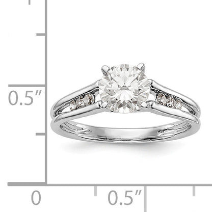 14K White Gold Diamond Peg Set CZ Engagement Ring