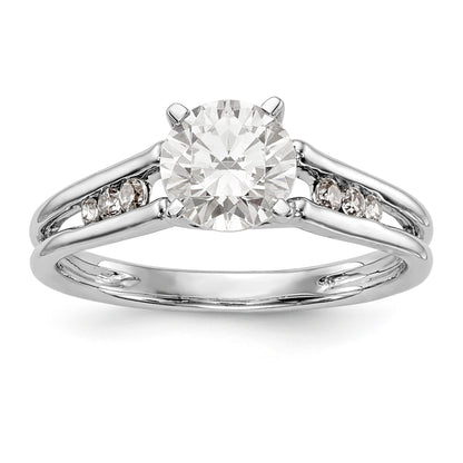 14K White Gold Diamond Peg Set CZ Engagement Ring
