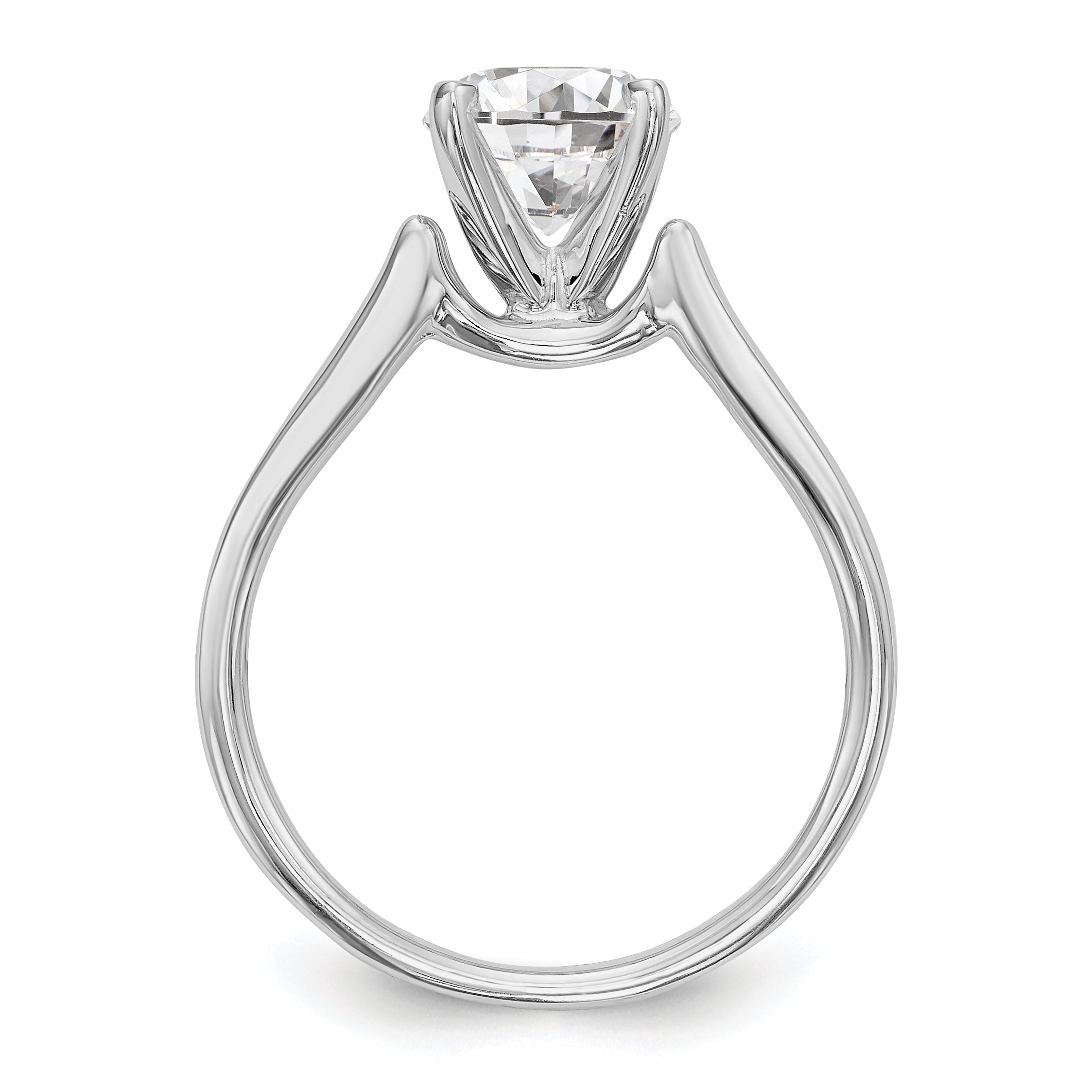 14K White Gold Diamond Peg Set CZ Engagement Ring