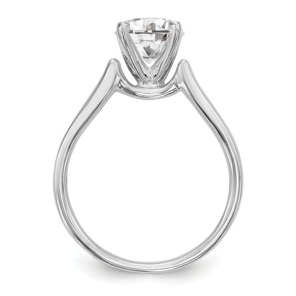14K White Gold Diamond Peg Set CZ Engagement Ring