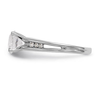 14K White Gold Diamond Peg Set CZ Engagement Ring