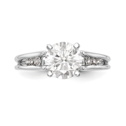 14K White Gold Diamond Peg Set CZ Engagement Ring