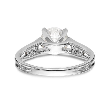 14K White Gold Diamond Peg Set CZ Engagement Ring