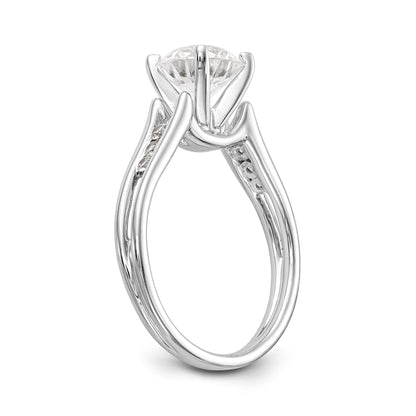 14K White Gold Diamond Peg Set CZ Engagement Ring