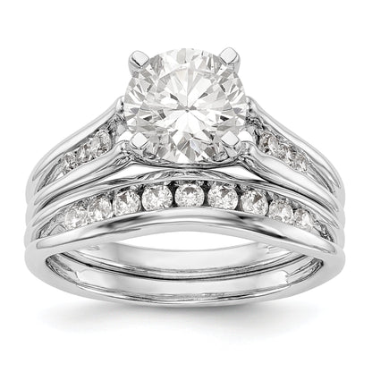 14K White Gold Diamond Peg Set CZ Engagement Ring