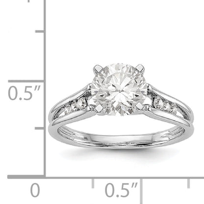 14K White Gold Diamond Peg Set CZ Engagement Ring