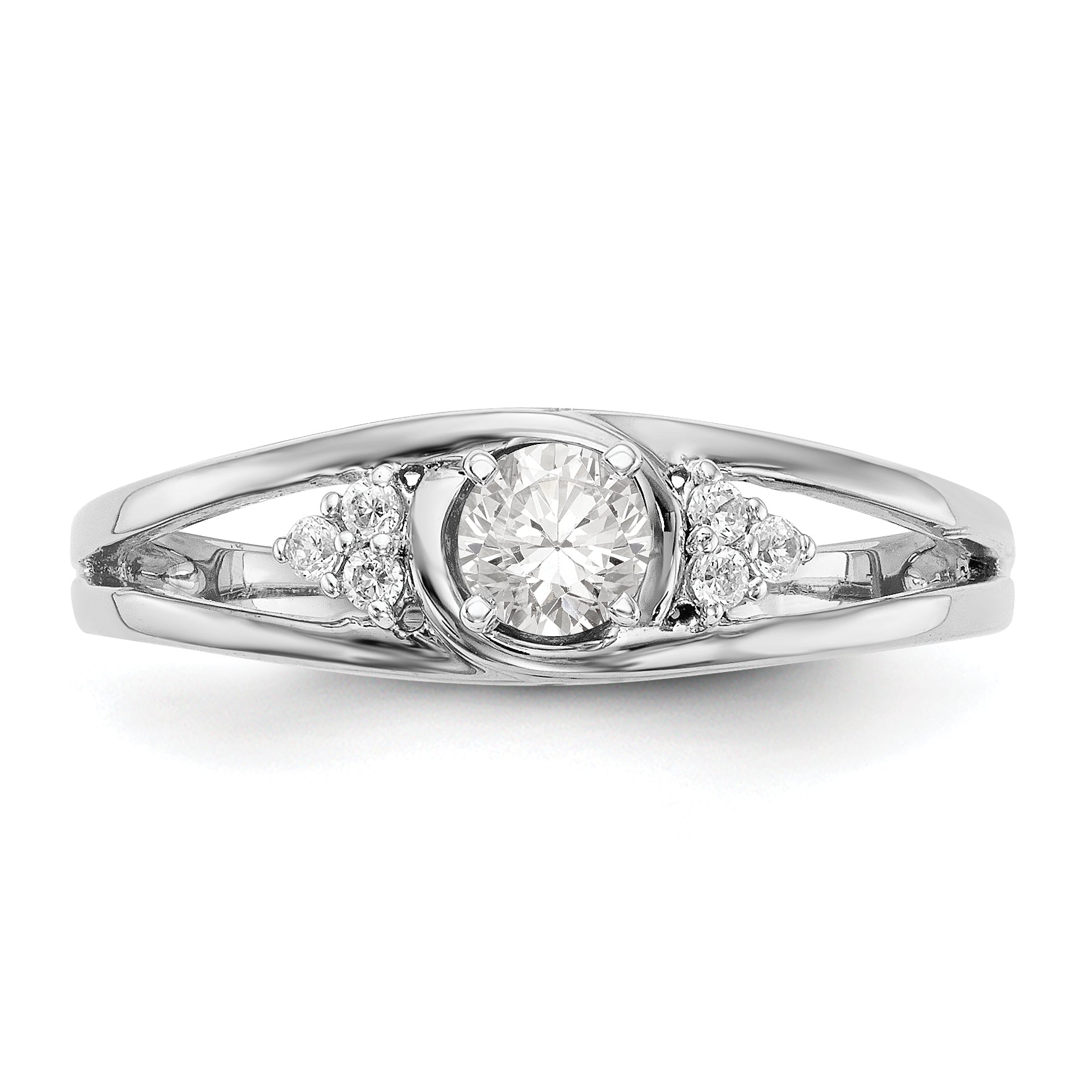 14K White Gold Simulated Diamond Engagement Ring