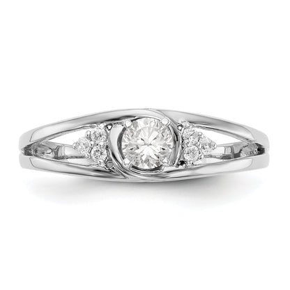 14K White Gold Simulated Diamond Engagement Ring