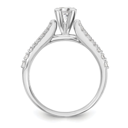 14K White Gold Diamond Peg Set CZ Engagement Ring