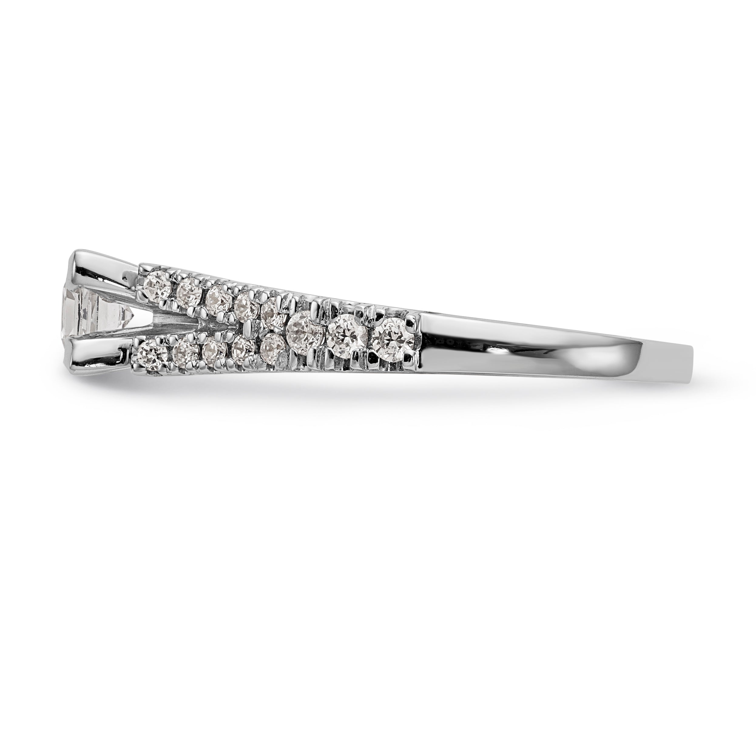 14K White Gold Diamond Peg Set CZ Engagement Ring