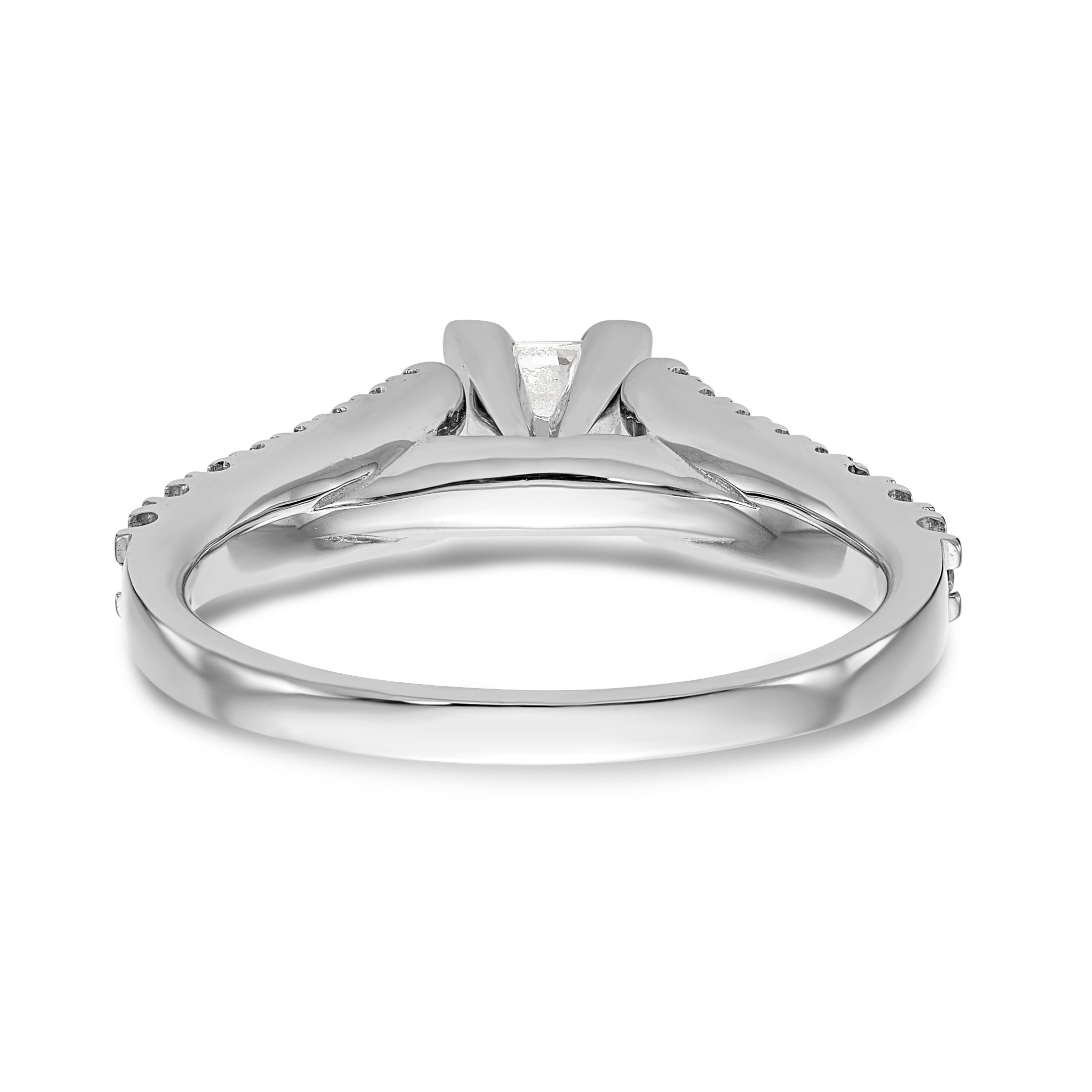 14K White Gold Diamond Peg Set CZ Engagement Ring