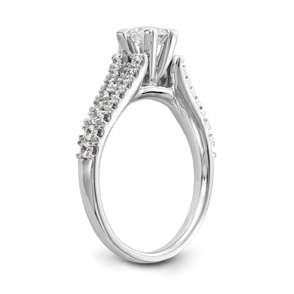 14K White Gold Diamond Peg Set CZ Engagement Ring
