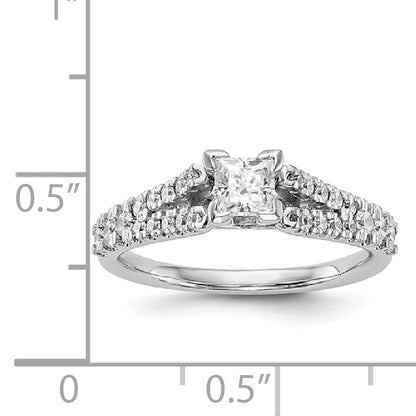 14K White Gold Diamond Peg Set CZ Engagement Ring