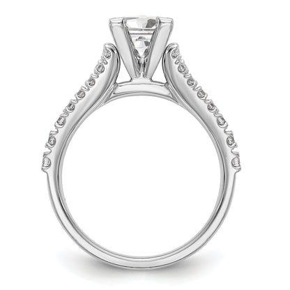 14K White Gold Diamond Peg Set CZ Engagement Ring