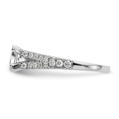 14K White Gold Diamond Peg Set CZ Engagement Ring
