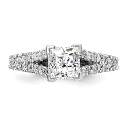 14K White Gold Diamond Peg Set CZ Engagement Ring
