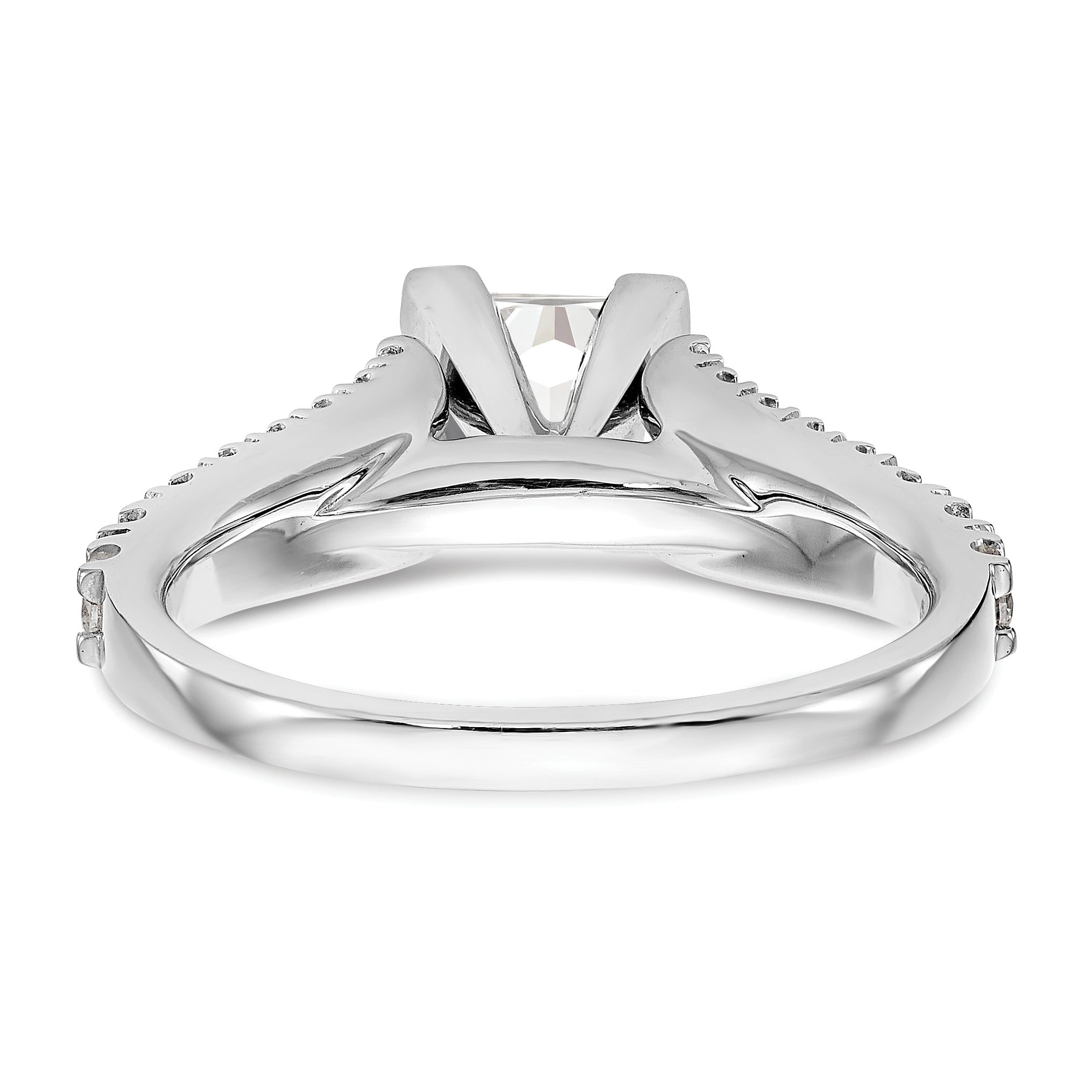 14K White Gold Diamond Peg Set CZ Engagement Ring