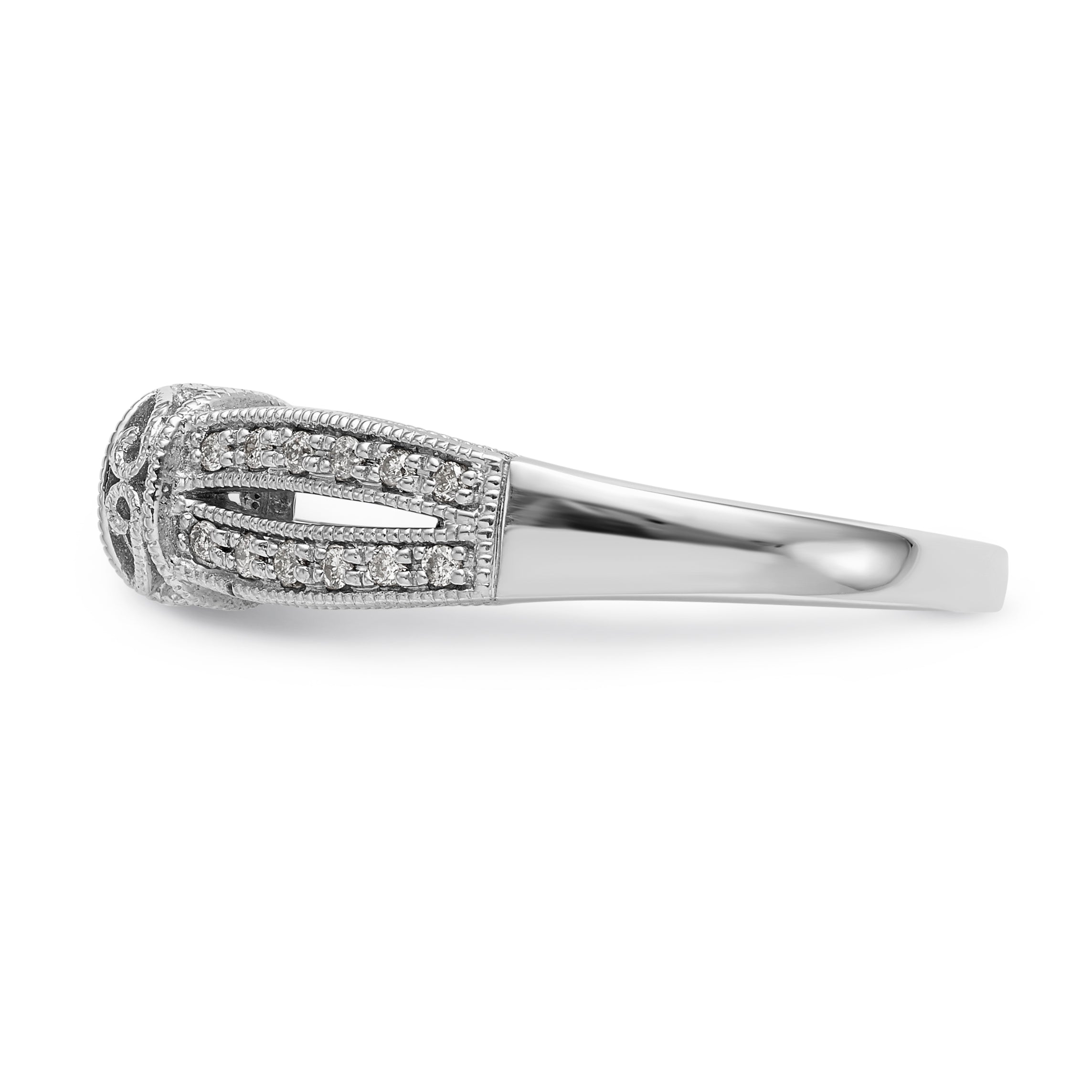 14K White Gold Diamond Peg Set CZ Engagement Ring