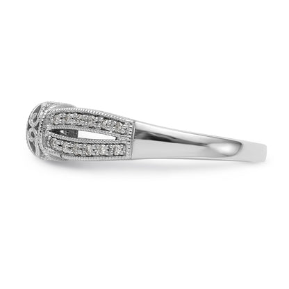 14K White Gold Diamond Peg Set CZ Engagement Ring