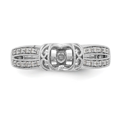 14K White Gold Diamond Peg Set CZ Engagement Ring