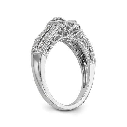 14K White Gold Diamond Peg Set CZ Engagement Ring