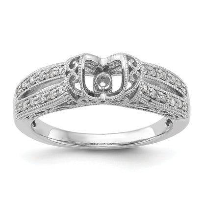 14K White Gold Diamond Peg Set CZ Engagement Ring