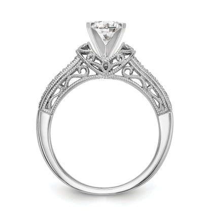 14K White Gold Diamond Peg Set CZ Engagement Ring