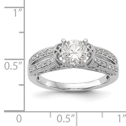 14K White Gold Diamond Peg Set CZ Engagement Ring