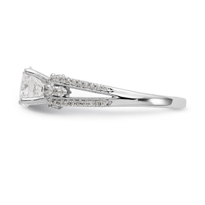 14K White Gold Diamond Peg Set CZ Engagement Ring