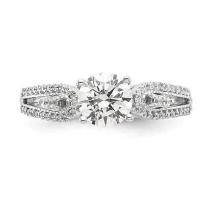 14K White Gold Diamond Peg Set CZ Engagement Ring