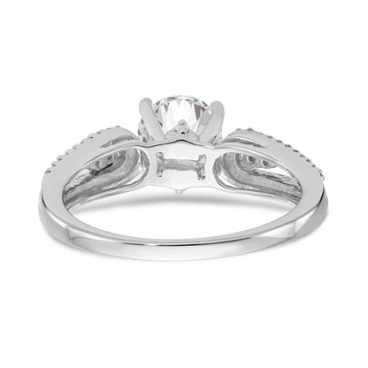 14K White Gold Diamond Peg Set CZ Engagement Ring