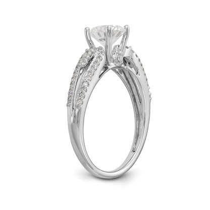 14K White Gold Diamond Peg Set CZ Engagement Ring