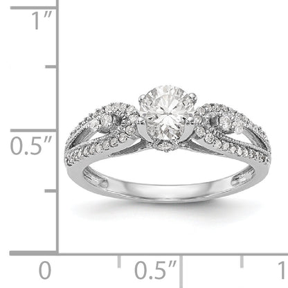 14K White Gold Diamond Peg Set CZ Engagement Ring