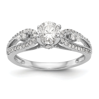 14K White Gold Diamond Peg Set CZ Engagement Ring