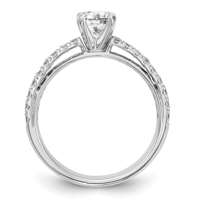14K White Gold Diamond Peg Set CZ Engagement Ring