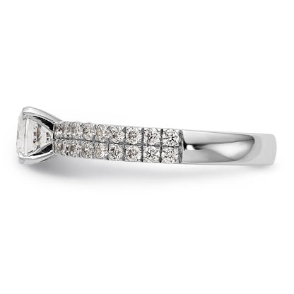 14K White Gold Diamond Peg Set CZ Engagement Ring