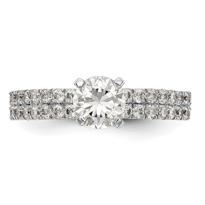 14K White Gold Diamond Peg Set CZ Engagement Ring