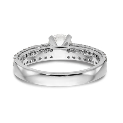 14K White Gold Diamond Peg Set CZ Engagement Ring