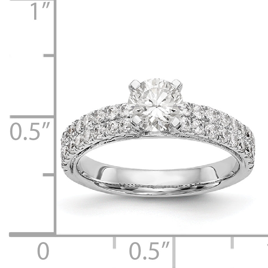 14K White Gold Diamond Peg Set CZ Engagement Ring