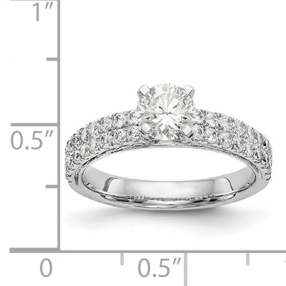 14K White Gold Diamond Peg Set CZ Engagement Ring