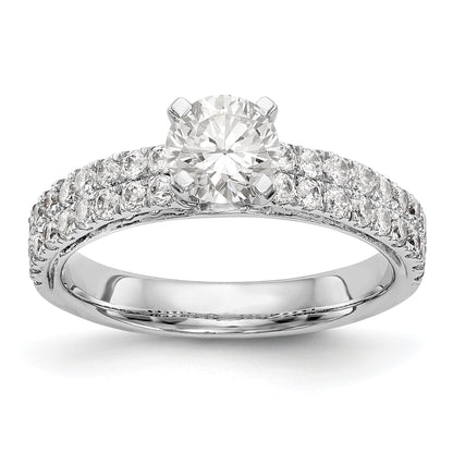 14K White Gold Diamond Peg Set CZ Engagement Ring