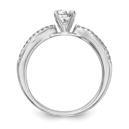 14K White Gold Diamond Peg Set CZ Engagement Ring