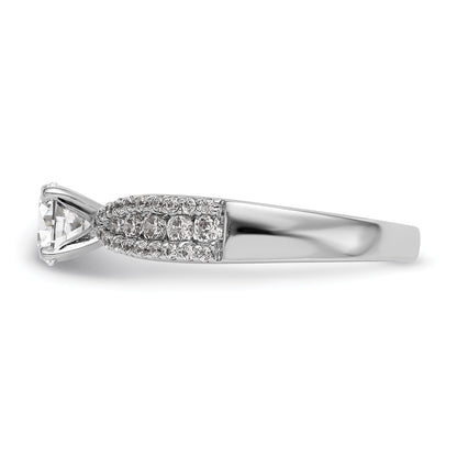 14K White Gold Diamond Peg Set CZ Engagement Ring