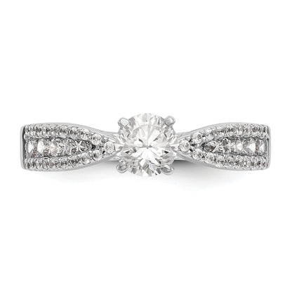 14K White Gold Diamond Peg Set CZ Engagement Ring