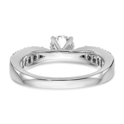 14K White Gold Diamond Peg Set CZ Engagement Ring