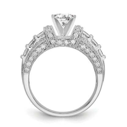 14K White Gold Diamond Peg Set CZ Engagement Ring