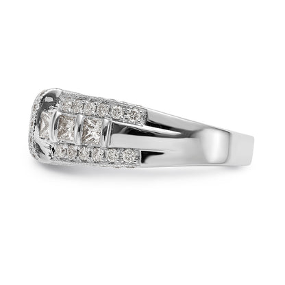 14K White Gold Diamond Peg Set CZ Engagement Ring