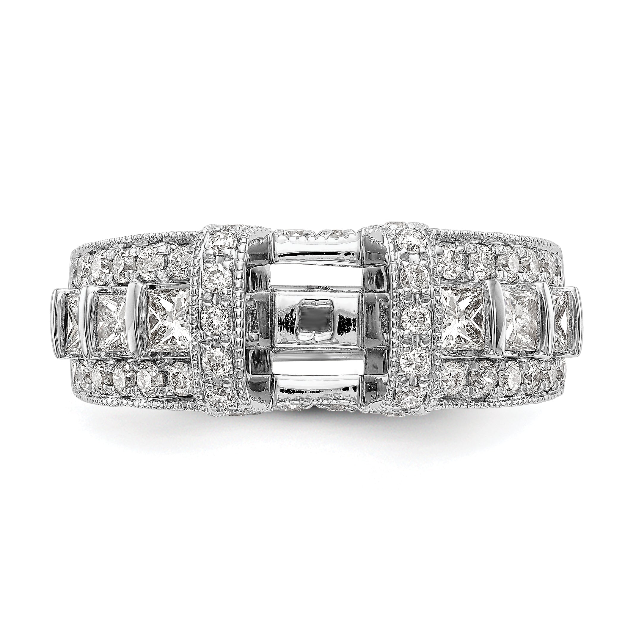 14K White Gold Diamond Peg Set CZ Engagement Ring